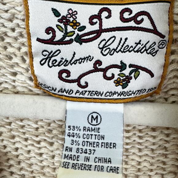 Heirloom Collectibles Womens Vintage 90s Knit Cardigan Sweater Sz M Floral Ramie - Picture 2 of 9